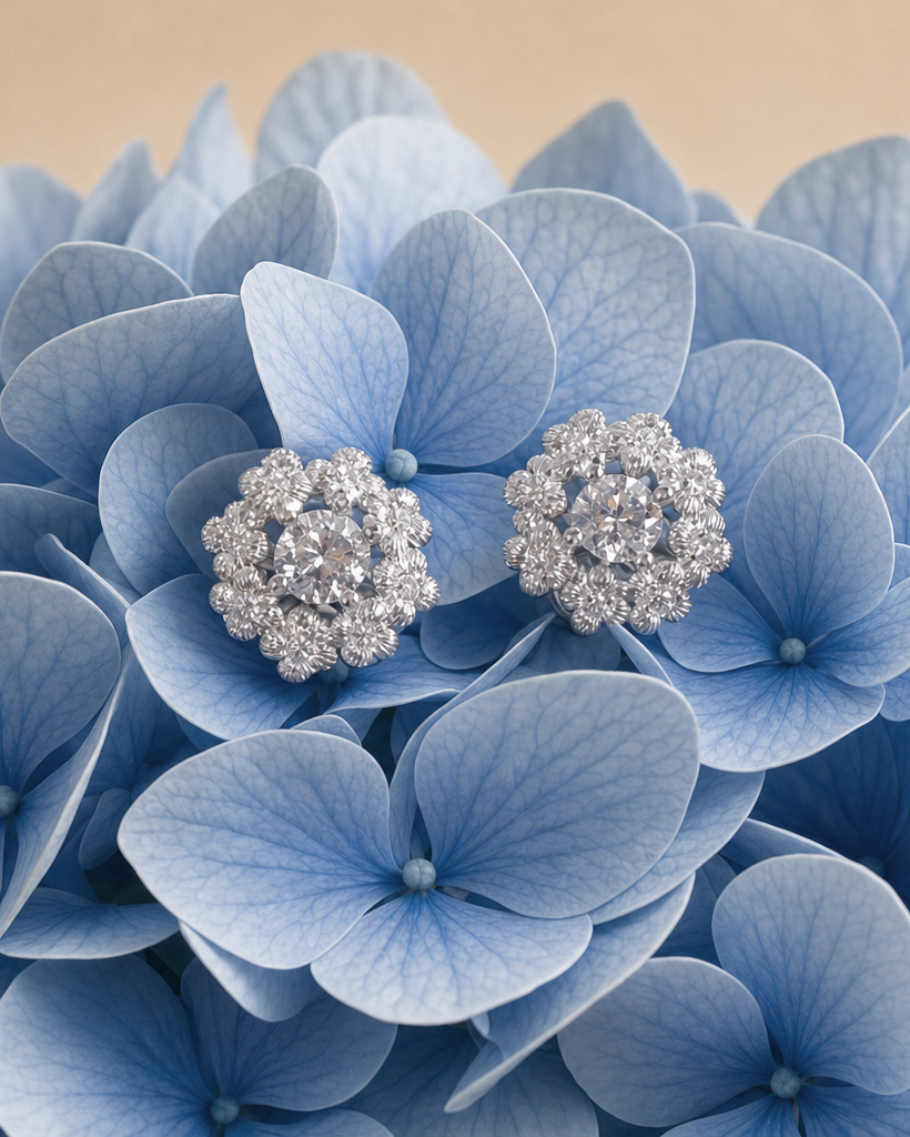 Hydrangea Halo Diamond Earring