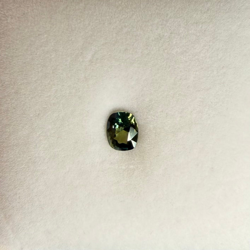 0.93ct Greenish Blue Cushion Sapphire