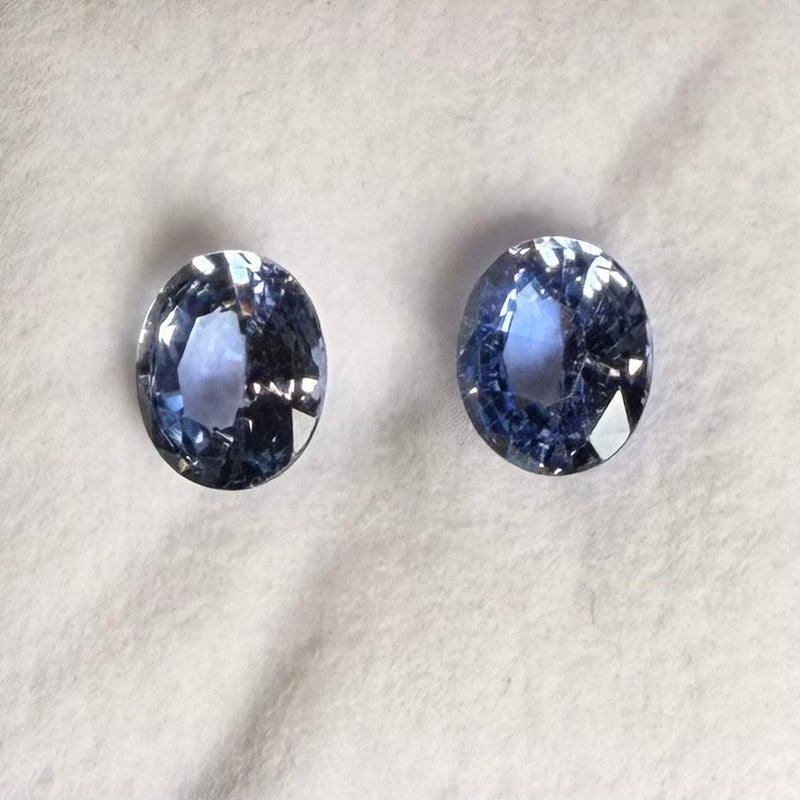 3.45ct Blue Oval Sapphire Pair
