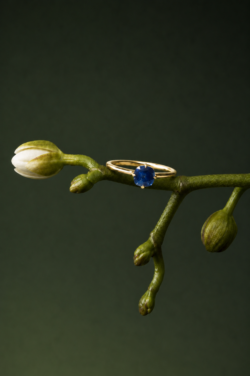 Bud Solitaire — 0.58ct Cushion Blue Sapphire