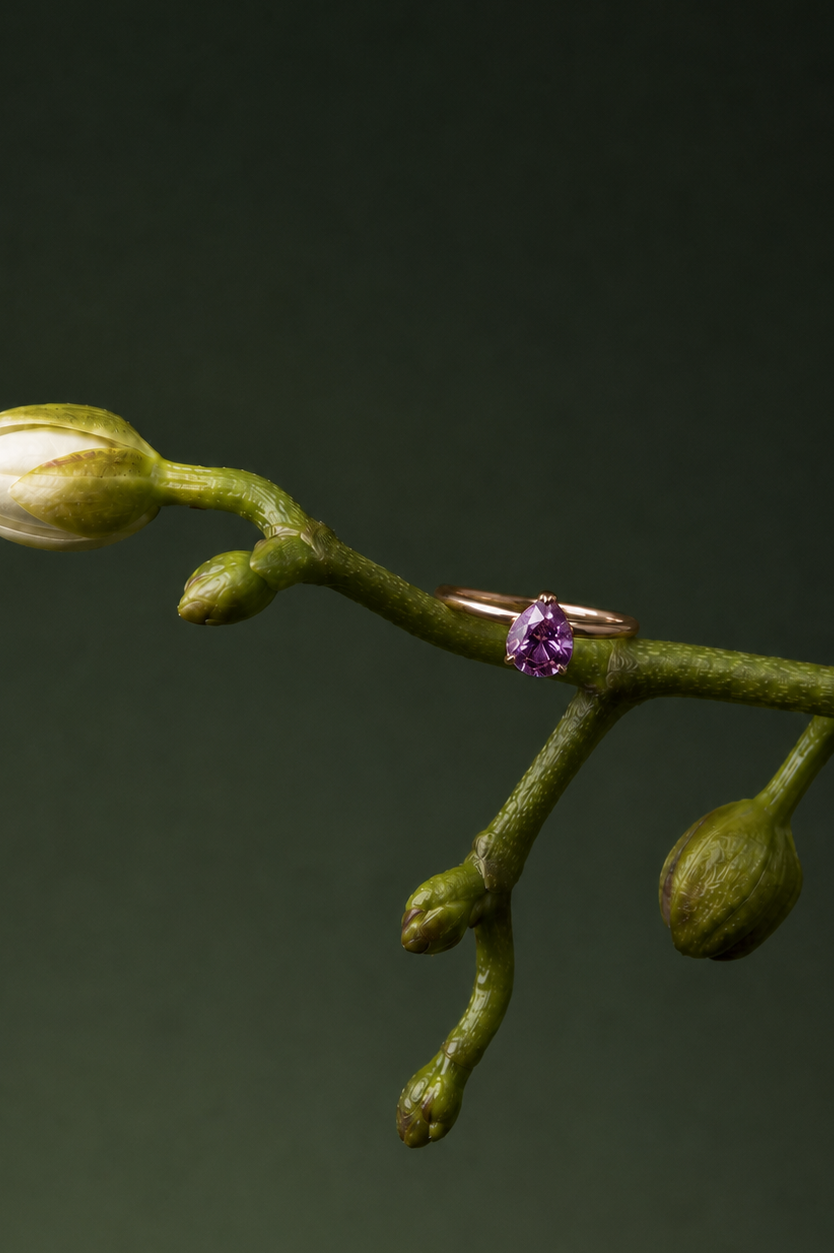 Bud Solitaire — 0.84ct Pear Pink Sapphire