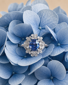 Hydrangea Halo Ring – 1.09ct Colour Change Sapphire